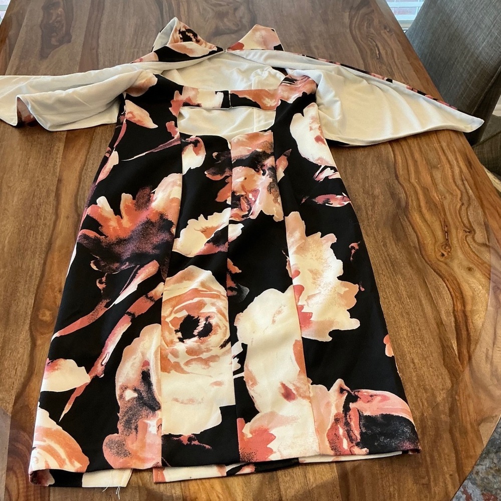 Marina Floral Popover Sheath Dress Black Pink Sleeveless Size 4 261230 - Picture 13 of 15